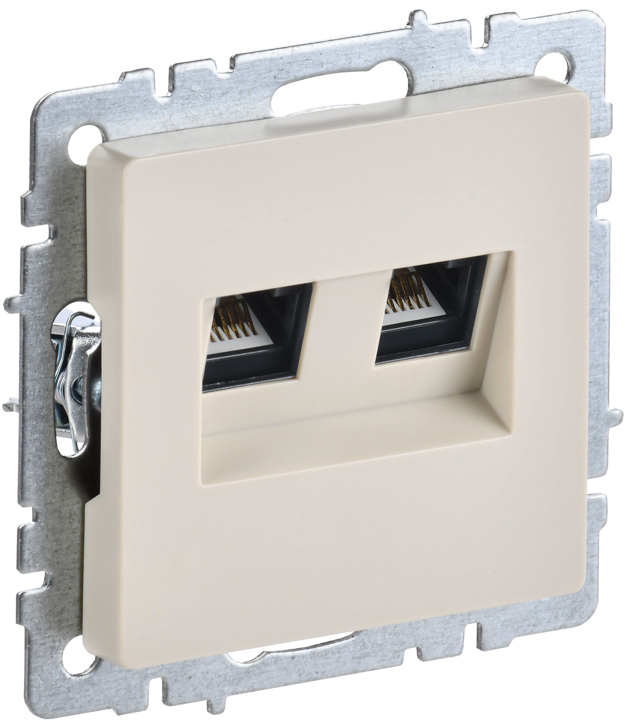 IEK BRITE BASE Бежевый Розетка двойная RJ11+RJ45 кат.5E РК/Т12-БрКр фото