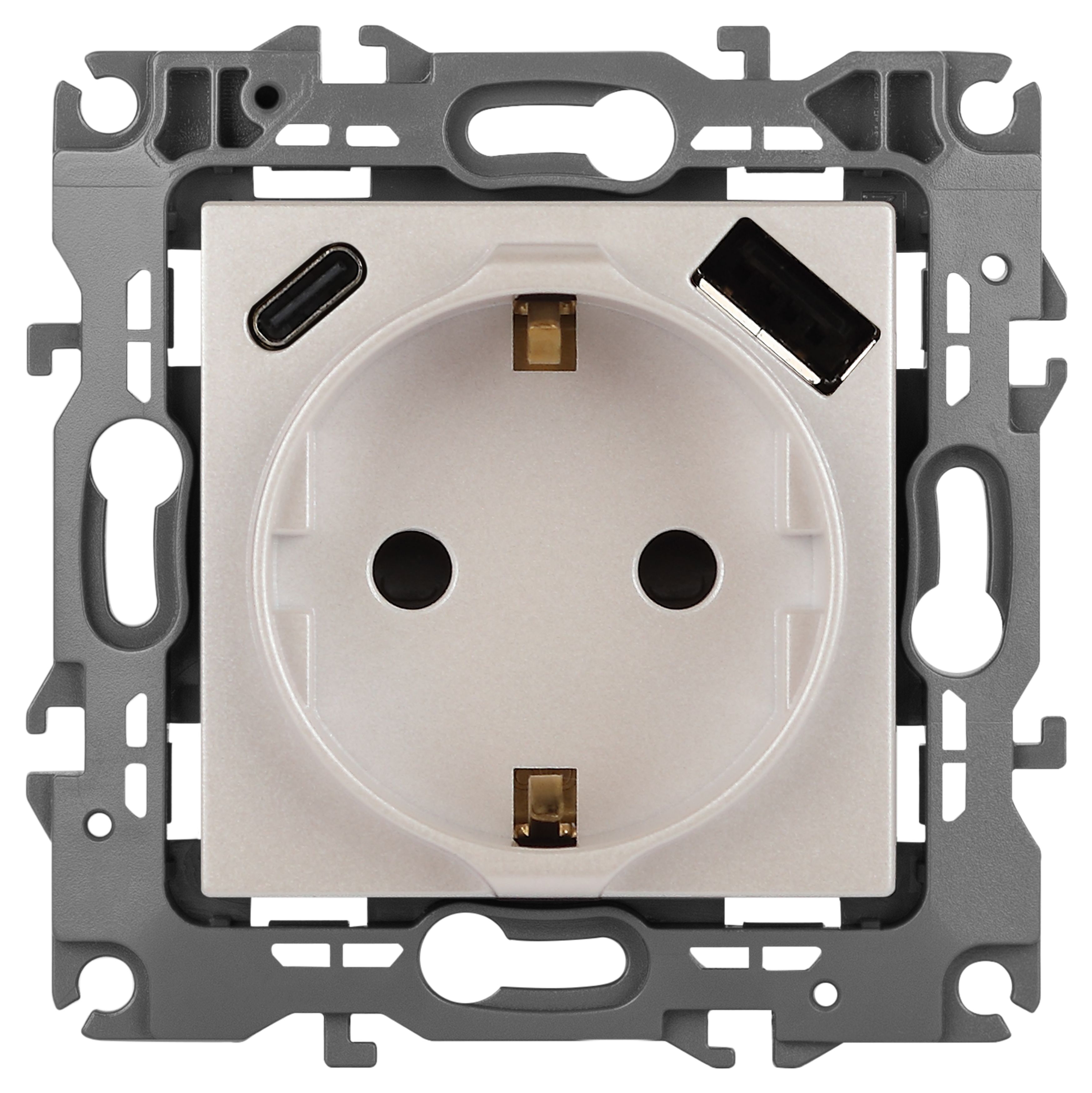 ЭРА Розетка Серия 12 12-4108-15 2P+E 16A-250В со шторками с USB type-A+C 5В-3А перламутр фото