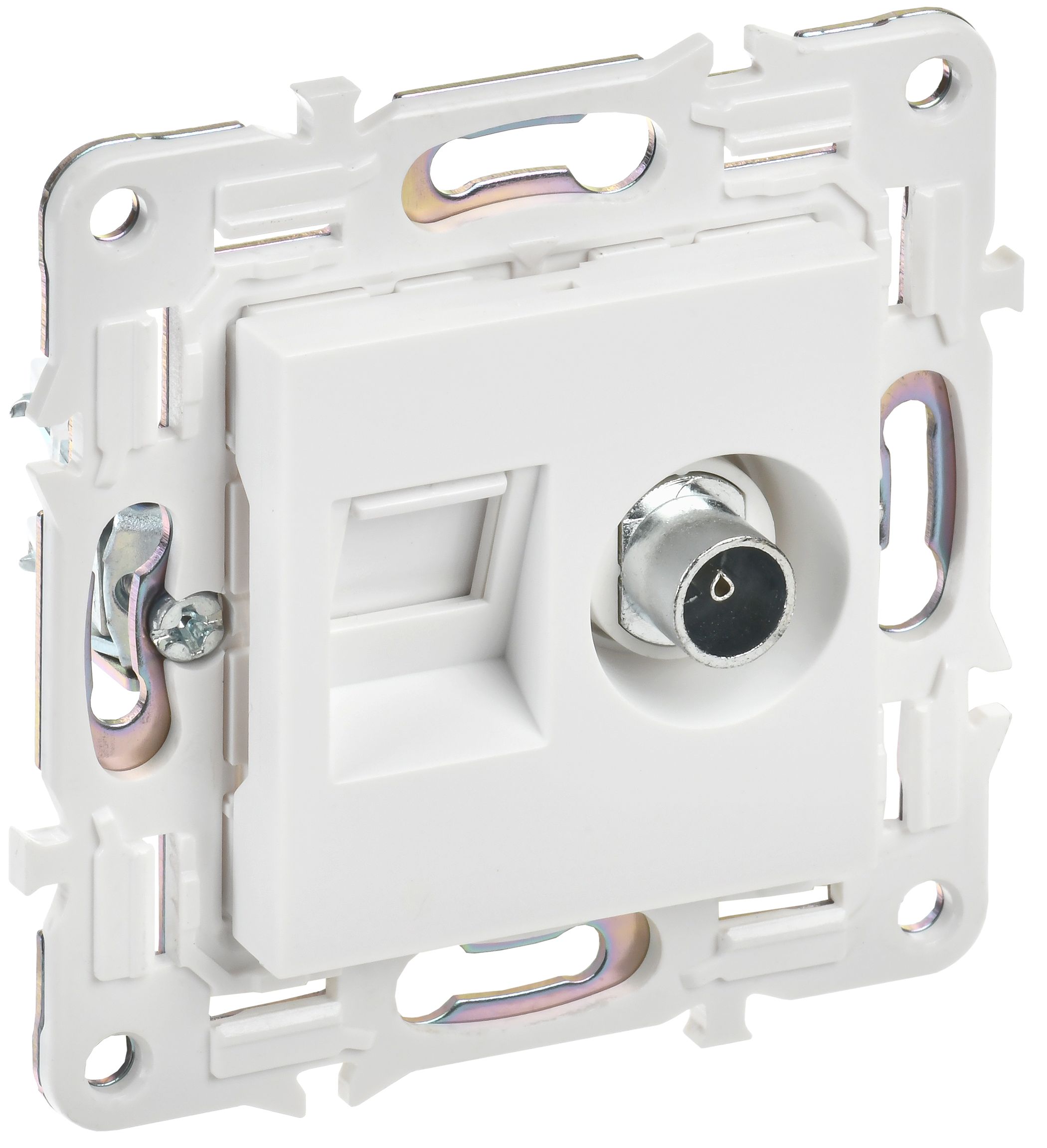 IEK SKANDY Арктический белый Розетка двойная TV+RJ45 кат.5E SK-A14W фото