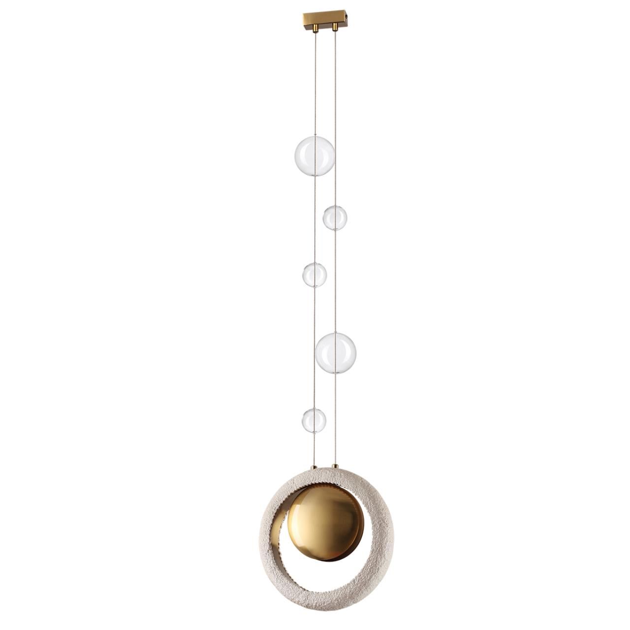 Odeon Light 5443/1 HIGHTECH ODL_EX25 111 сатинированн.латунь/беж./металл/полирезин/стекло Подвес 1*G9 LED*6W SATURN фото