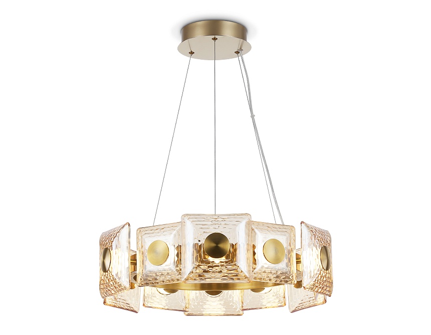Ambrella Светильник светодиодный подвесной LH31021 BS/TI латунь/янтарь 56W 3000K D570*150 фото