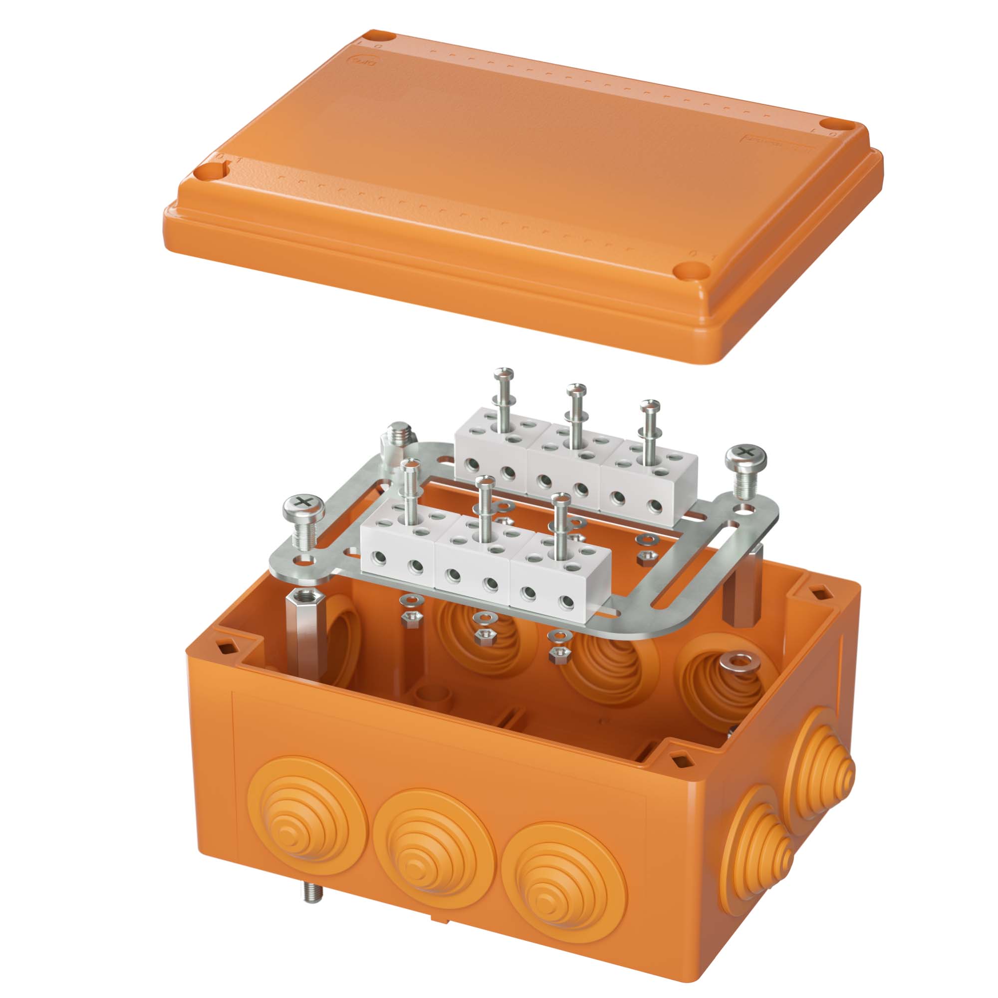 DKC Коробка пластиковая FS с кабельными вводами и клеммниками, IP55, 240х190х90 мм, 8р, 450V, 32A, 10 мм2, нерж.контакт фото