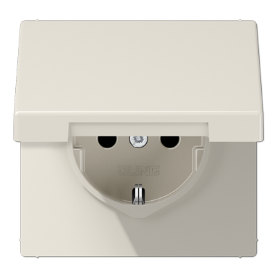 JUNG LS990 Слоновая кость Розетка штепсельная Schuko 16A, 250V с откидной крышкой на возвратной пружине и защитой от детей фото