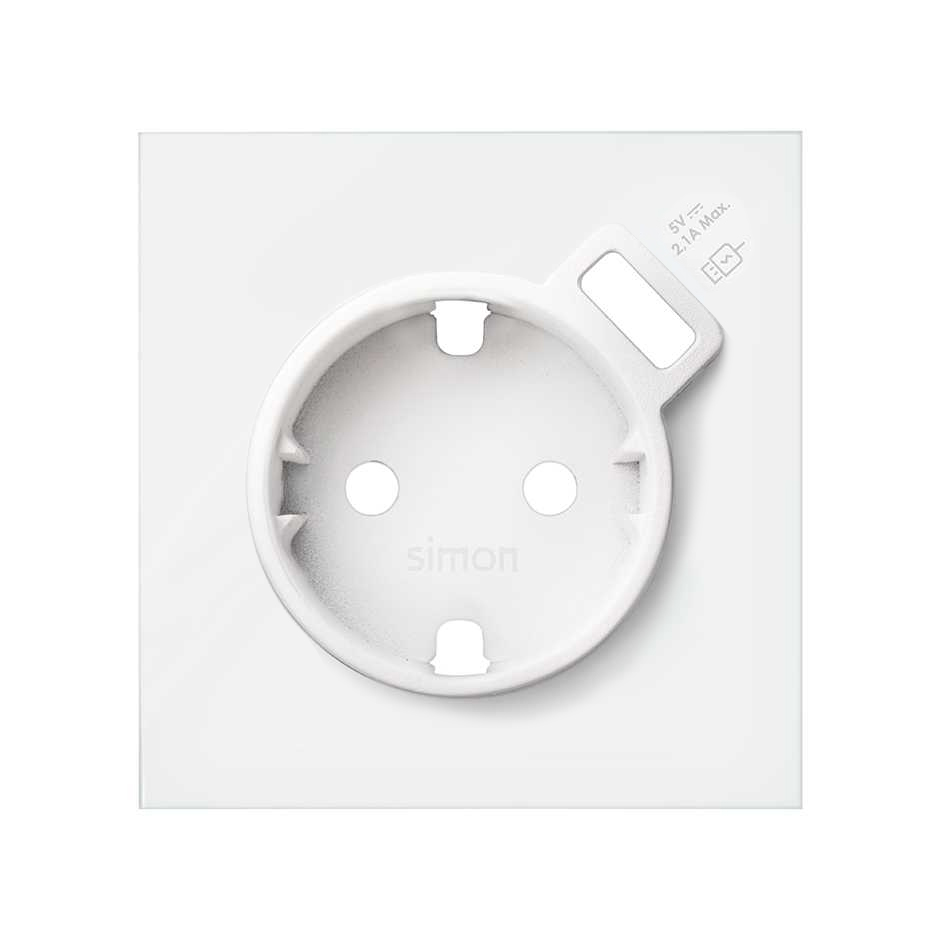 Simon 100 Белый матовый Накладка розетки Schuko с з/у USB SmartCharge фото