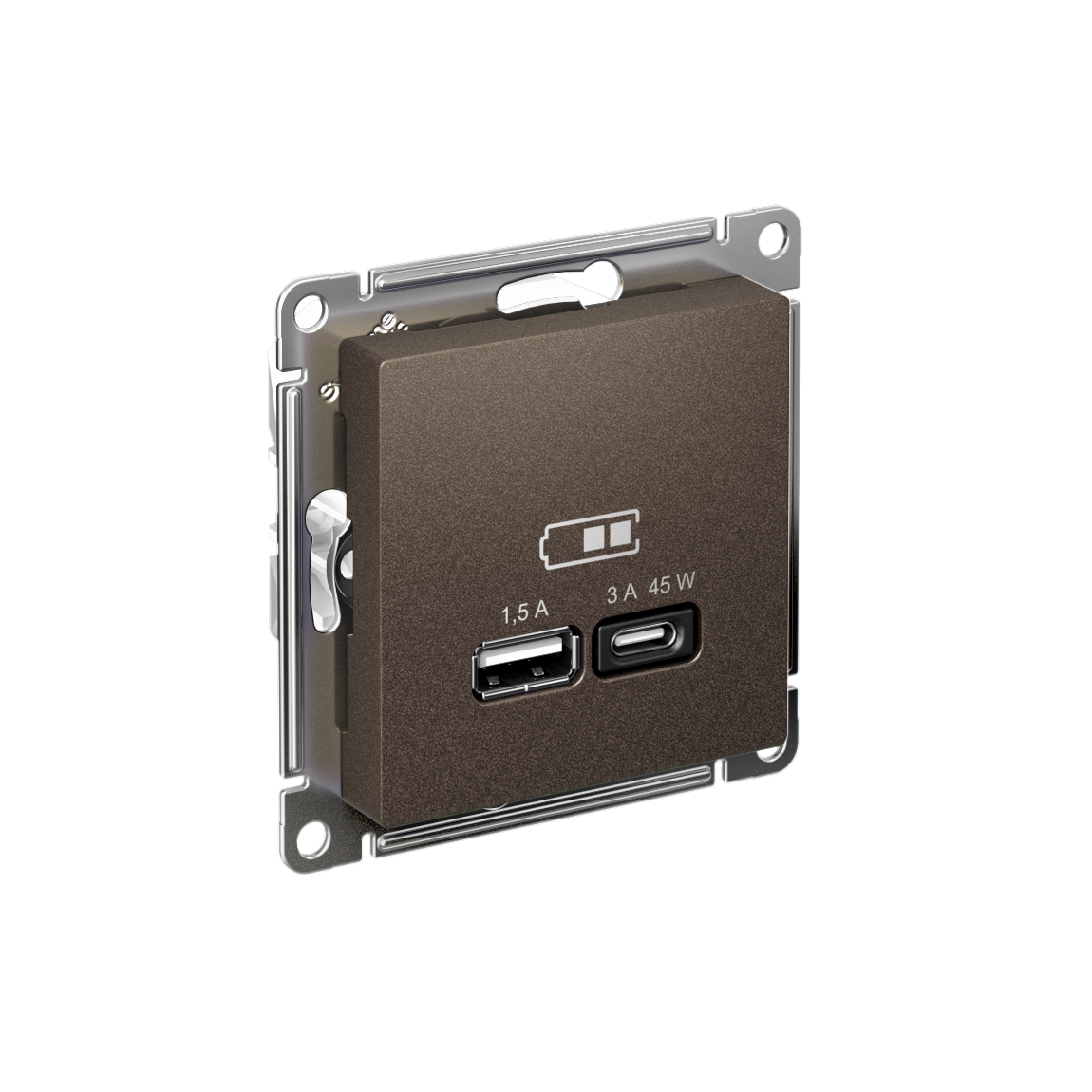 Systeme Electric AtlasDesign Мокко USB Розетка A + тип-C 45W высокоскор.заряд. QC, PD, мех. фото