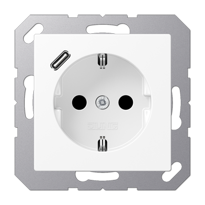 JUNG A Flow/A 550 Белый матовый Розетка  с USB-зарядным устройством, тип С, SCHUKO фото