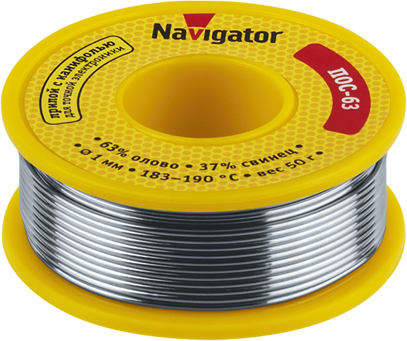Припой Navigator NEM-Pos05-63K-1-K50 (ПОС-63, катушка, 1 мм, 50 гр)
