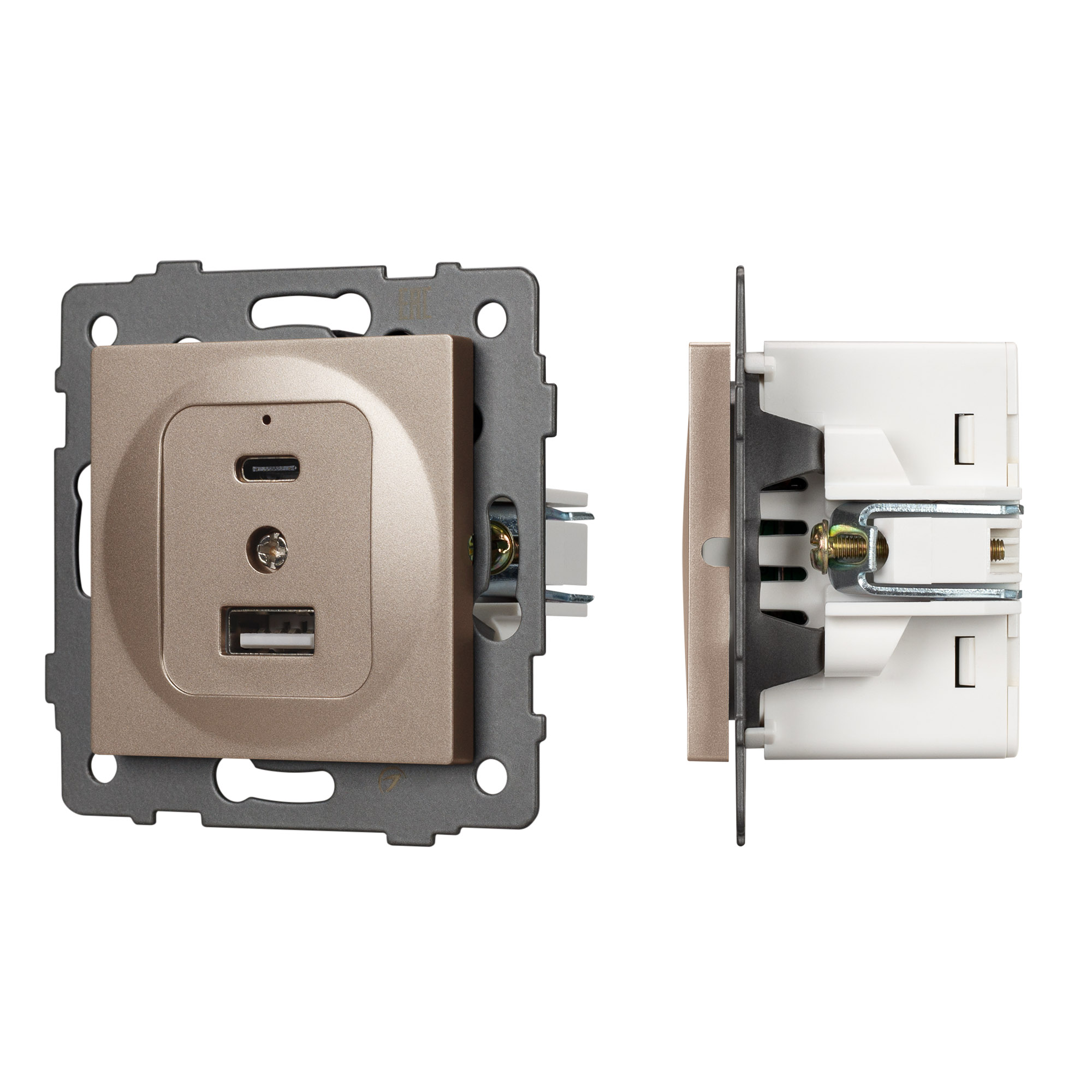 Arlight Механизм USB розетки SCT-MUAC-PL-GD-V (5V, 3A, QC4) (-) фото