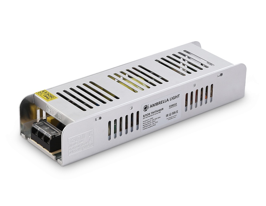 Ambrella Блок питания для светодиодной ленты с EMC 12V 250W 20.8A IP20 185-260V 223*67*40 GS8655 фото