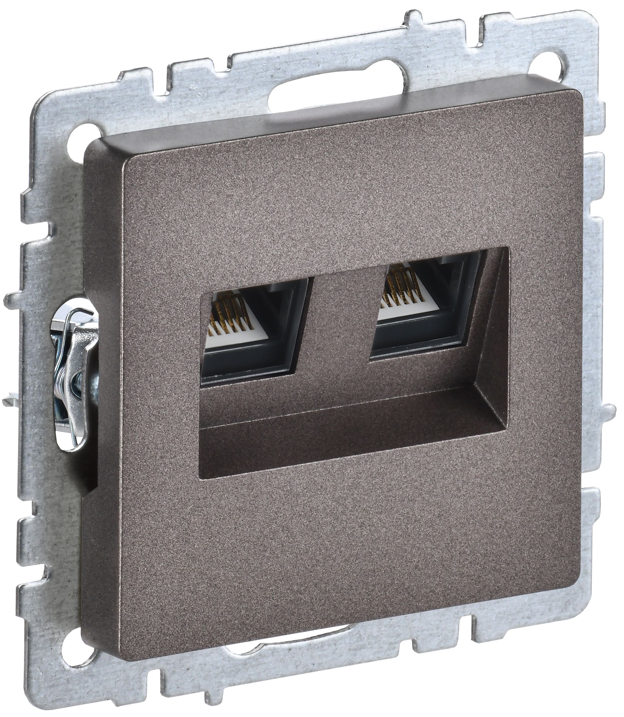 IEK BRITE BASE Темн.бронза Розетка комп двойная RJ45 кат.5E РК10-2-БрТБ фото