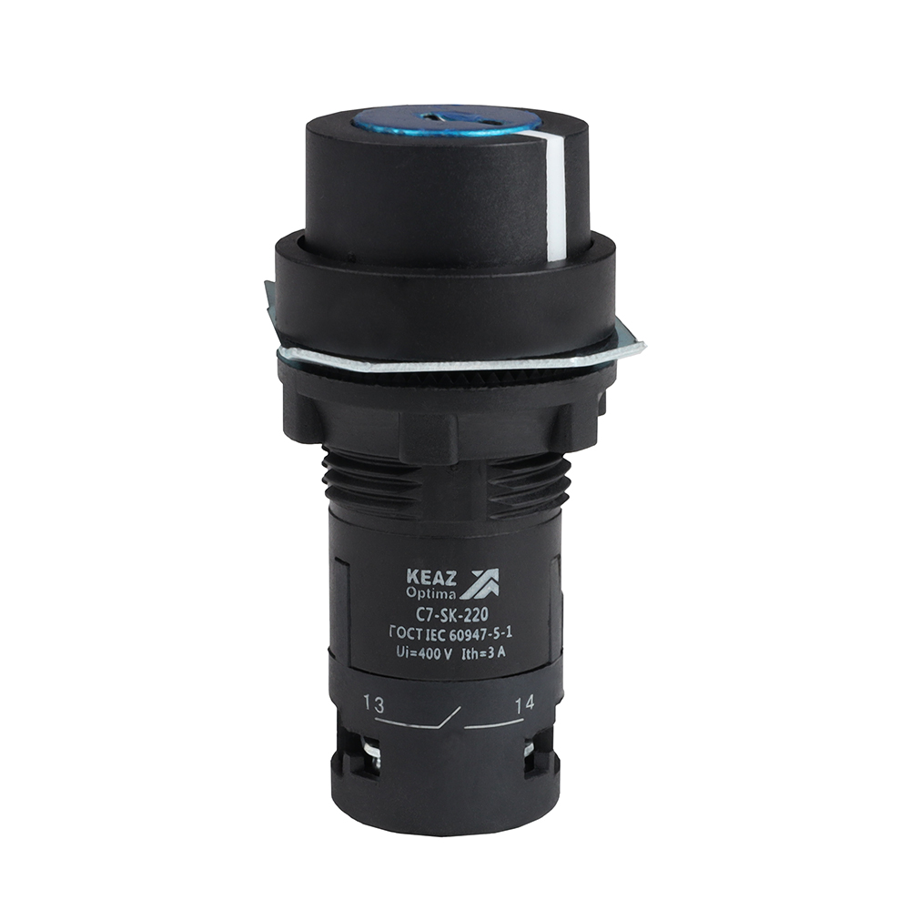 КЭАЗ Переключатель 2 положения OptiSignal Compact D22 C7-SK-220 черный с ключом 2НО XB7NG23. фото