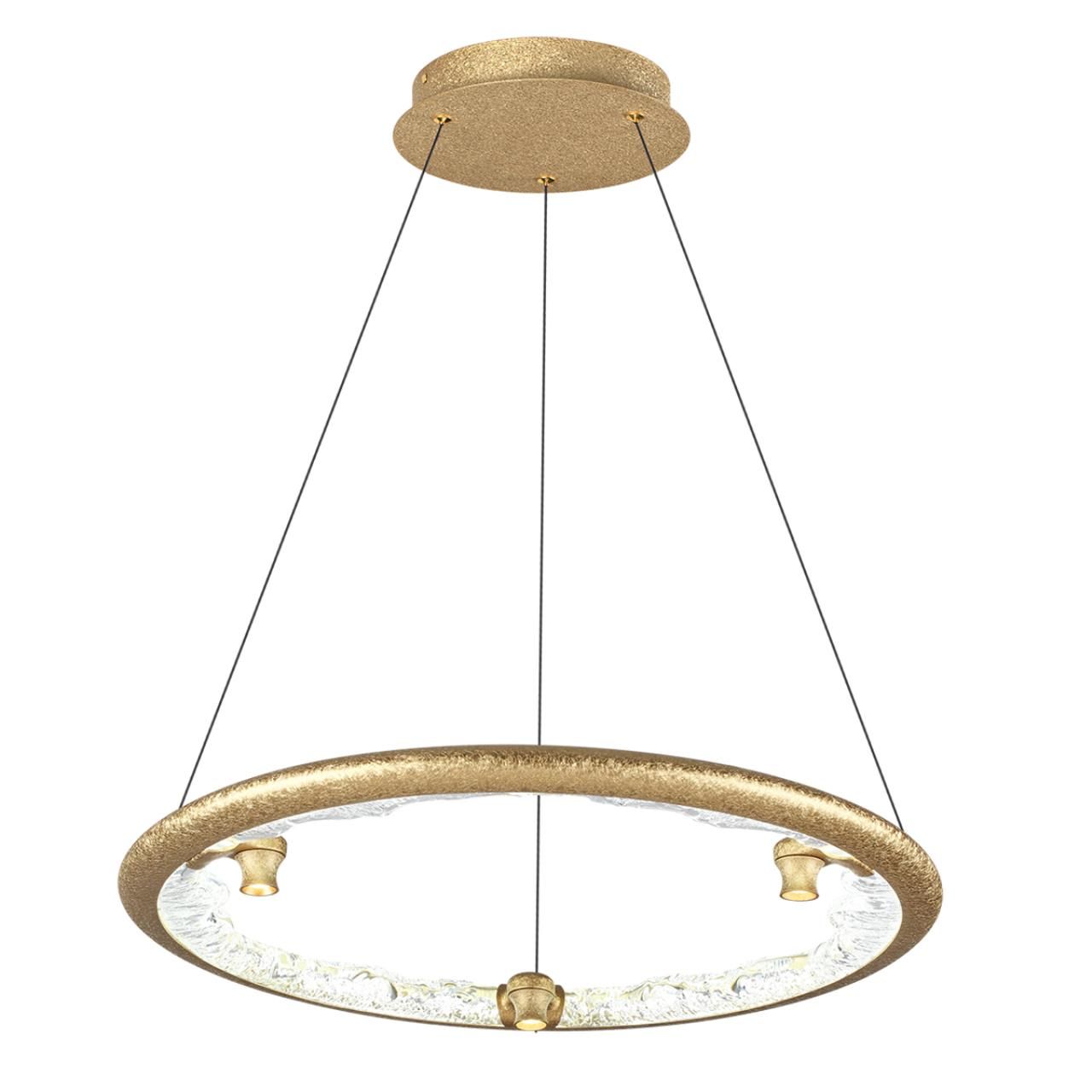 Odeon Light 7002/44L HIGHTECH ODL25 Подвесной светильник золотой ice crack/акрил/хрусталь разд. вкл. с ПДУ IP20 LED 44W  2417Лм 3000/4000/5700K CRI &g фото