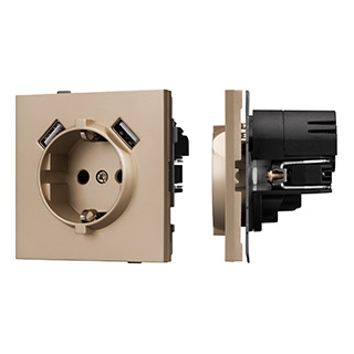 Arlight Механизм розетки с USB зарядкой SCT-TENDO-MUAA-PL-GD (230V, 16A) (-) фото