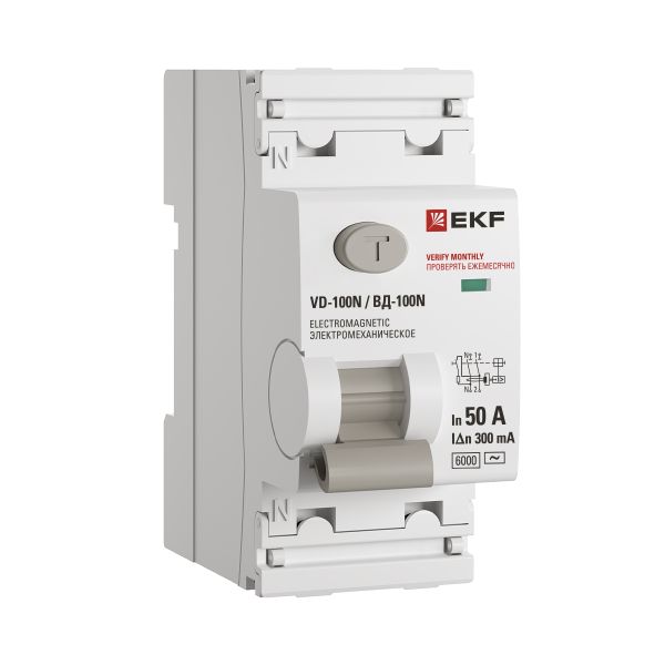 EKF Выключатель дифференциального тока ВД-100N 2P 50А 300мА тип AC эл-мех 6кА PROXIMA фото