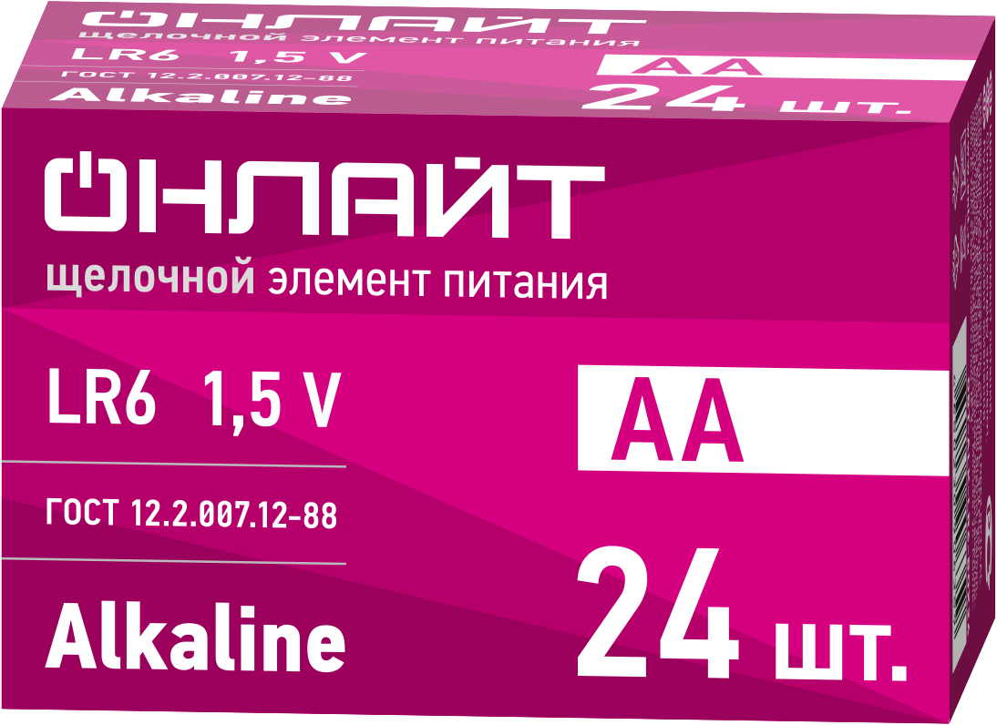 Элемент питания ОНЛАЙТ OBT-ALK-LR6-BOX24 (720/24)