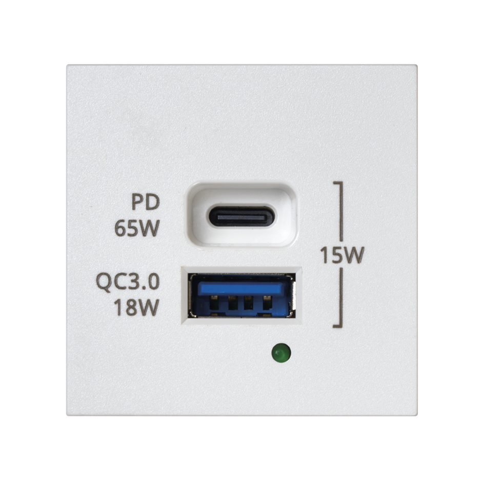 Simon Connect Белый Зарядное устройство USB A+C 65W, 230В~ K45 фото