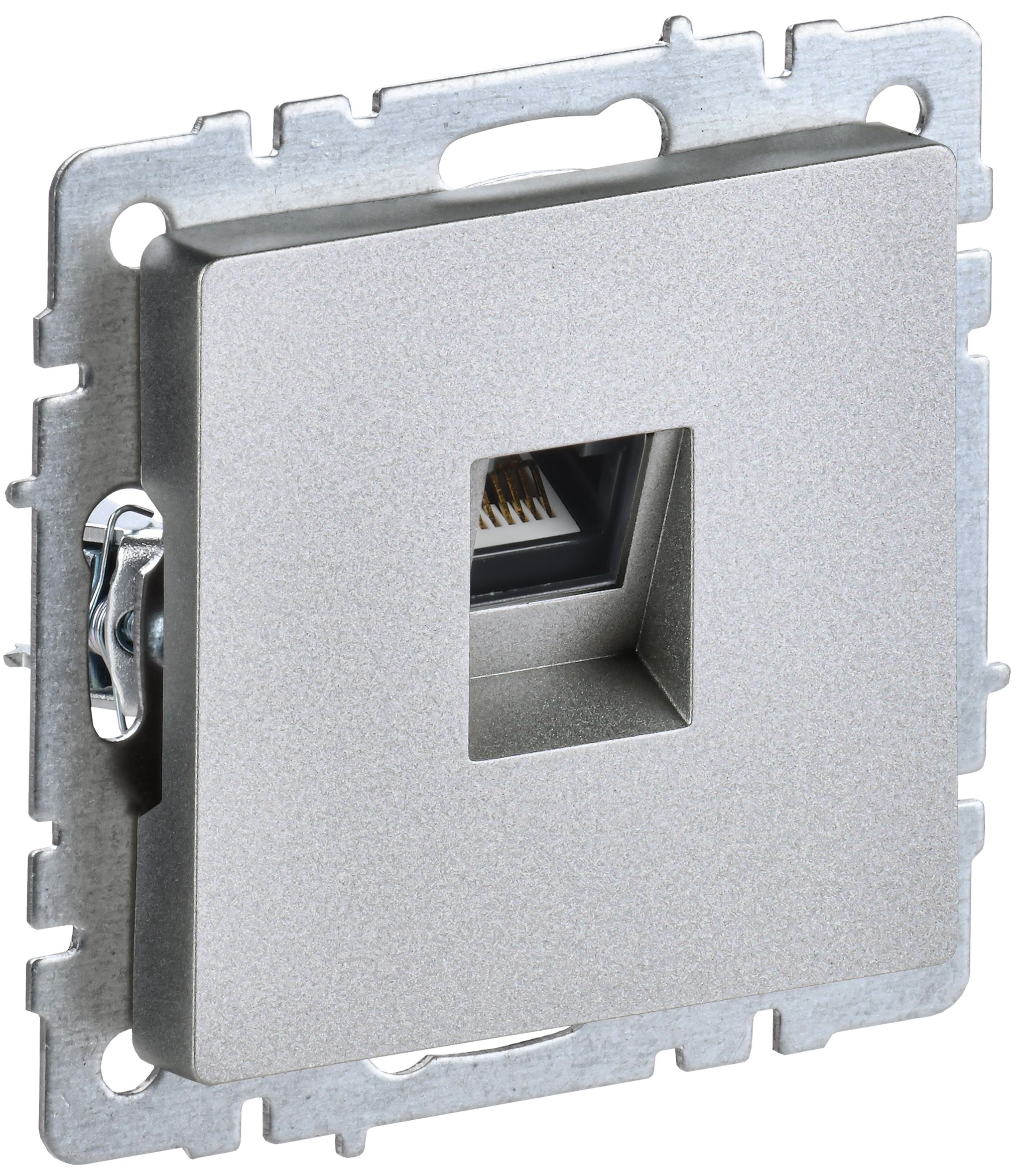 IEK BRITE BASE Алюминий Розетка комп RJ45 кат.5E РК10-БрА фото