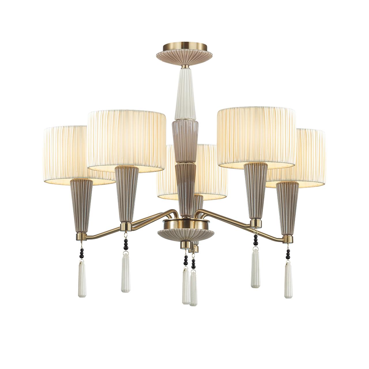Odeon Light 5403/5 CLASSIC ODL_EX23 33 бронзовый/светло-коричневый/кремовый металл/керамика/ткань Люстра E14 5*40W LATTE фото