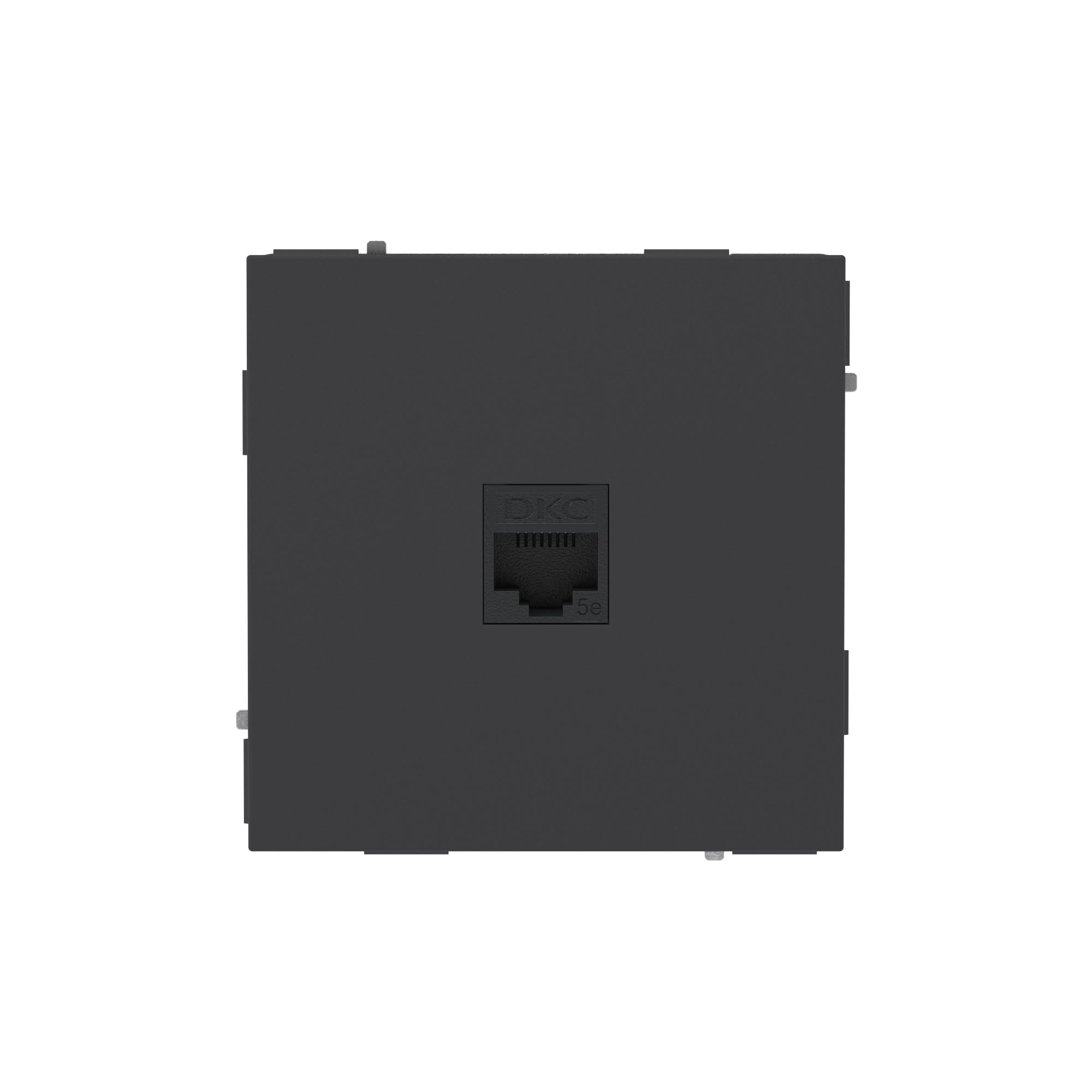 DKC KANT Компьютерная розетка RJ-45 без шторки, кат.5е одинарная, черный уголь фото