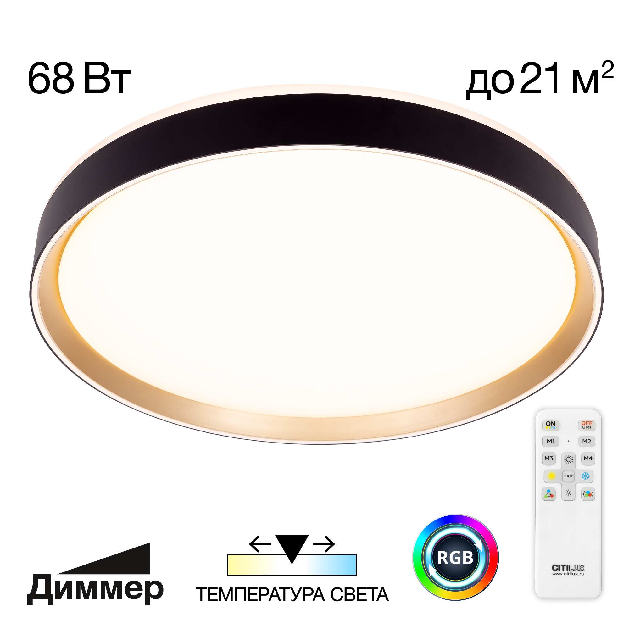 Citilux CL751451G BOSS Черный+Золото LED Светильник с пультом фото