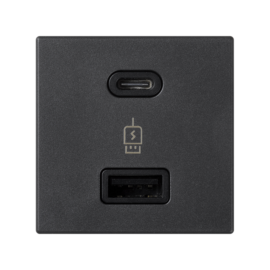 Simon Connect Графит Зарядное устройство USB A+C 18W, 230В~ K45 фото