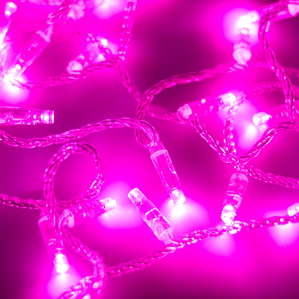 Arlight Светодиодная гирлянда ARD-STRING-CLASSIC-10000-CLEAR-100LED-FLASH PINK (230V, 7W) (Ardecoled, IP65) фото
