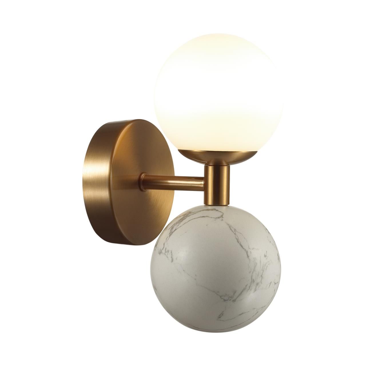 Odeon Light 4359/6WL MIDCENT ODL25 Настенный светильник под латунь/металл/стекло/белый мрамор IP20 LED 1*6W 3000K 220V LOLLA фото