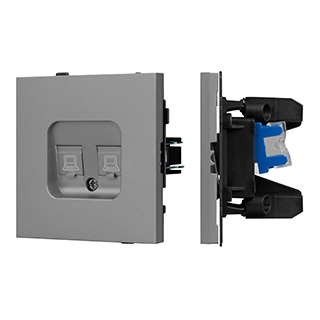 Arlight Механизм компьютерной розетки двойной SCT-TENDO-MPC2-PL-GR (RJ-45, CAT6) (-) фото