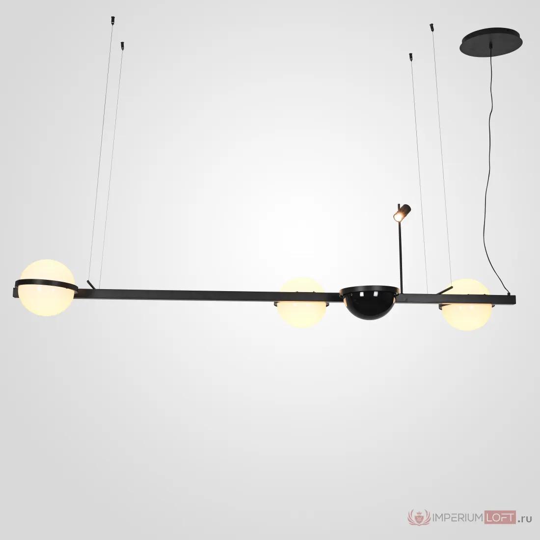 ImperiumLoft Реечный светильник PALMA Wall lamp 3 шара + 1 вазон горизонтальная фото