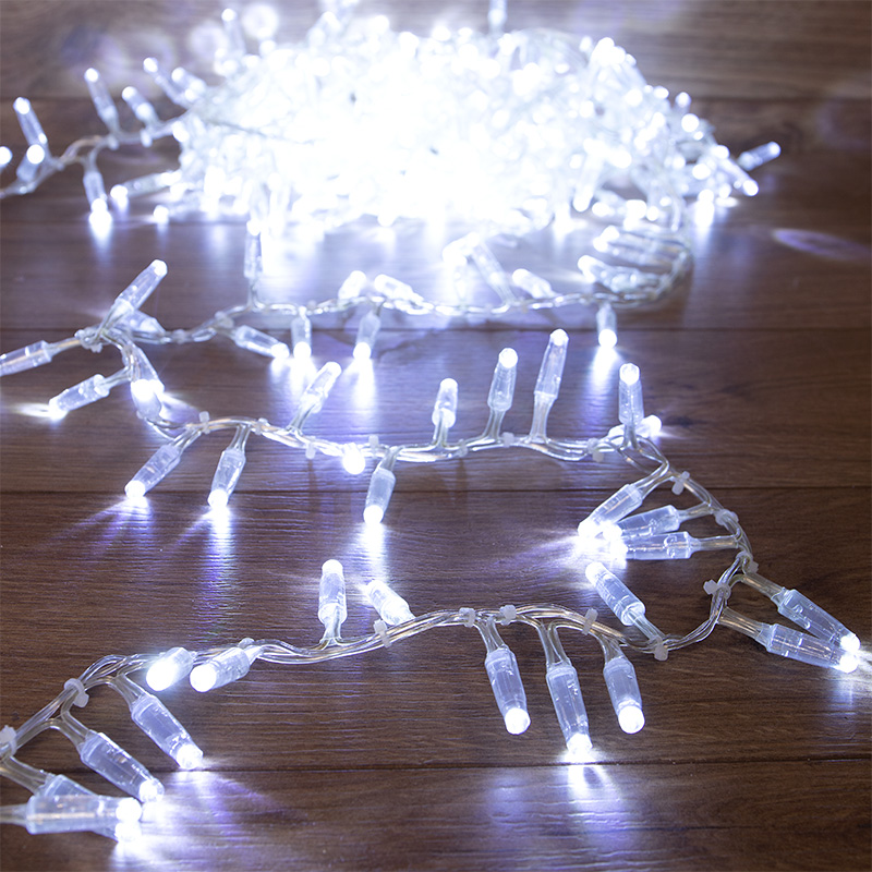 NEON-NIGHT Гирлянда «Кластер» 10 м, 400 LED, прозрачный ПВХ, IP65, соединяемая, цвет свечения белый фото