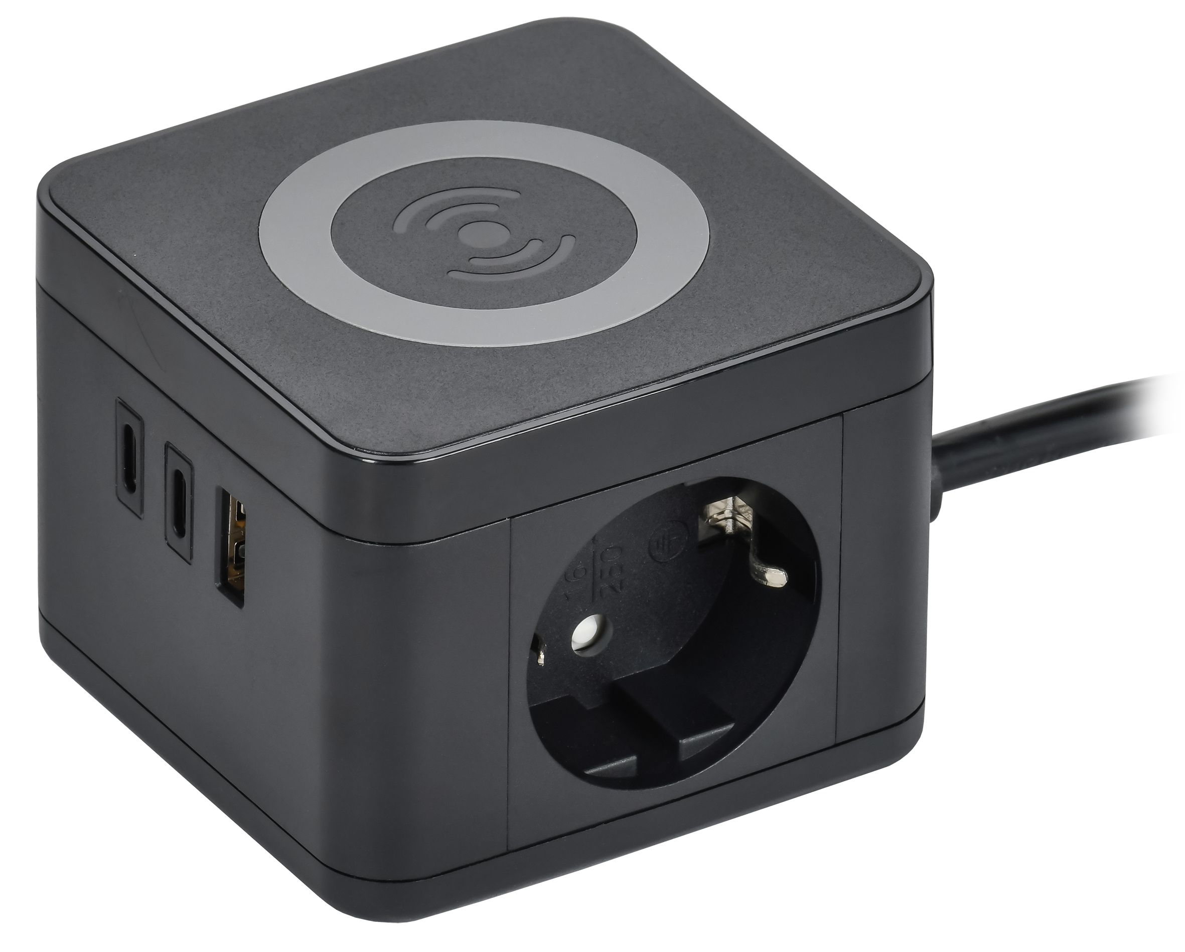 IEK DOMINIC Удлинитель Qi10Вт У02К 1,3м 3х1мм2 USB A+C чер. фото