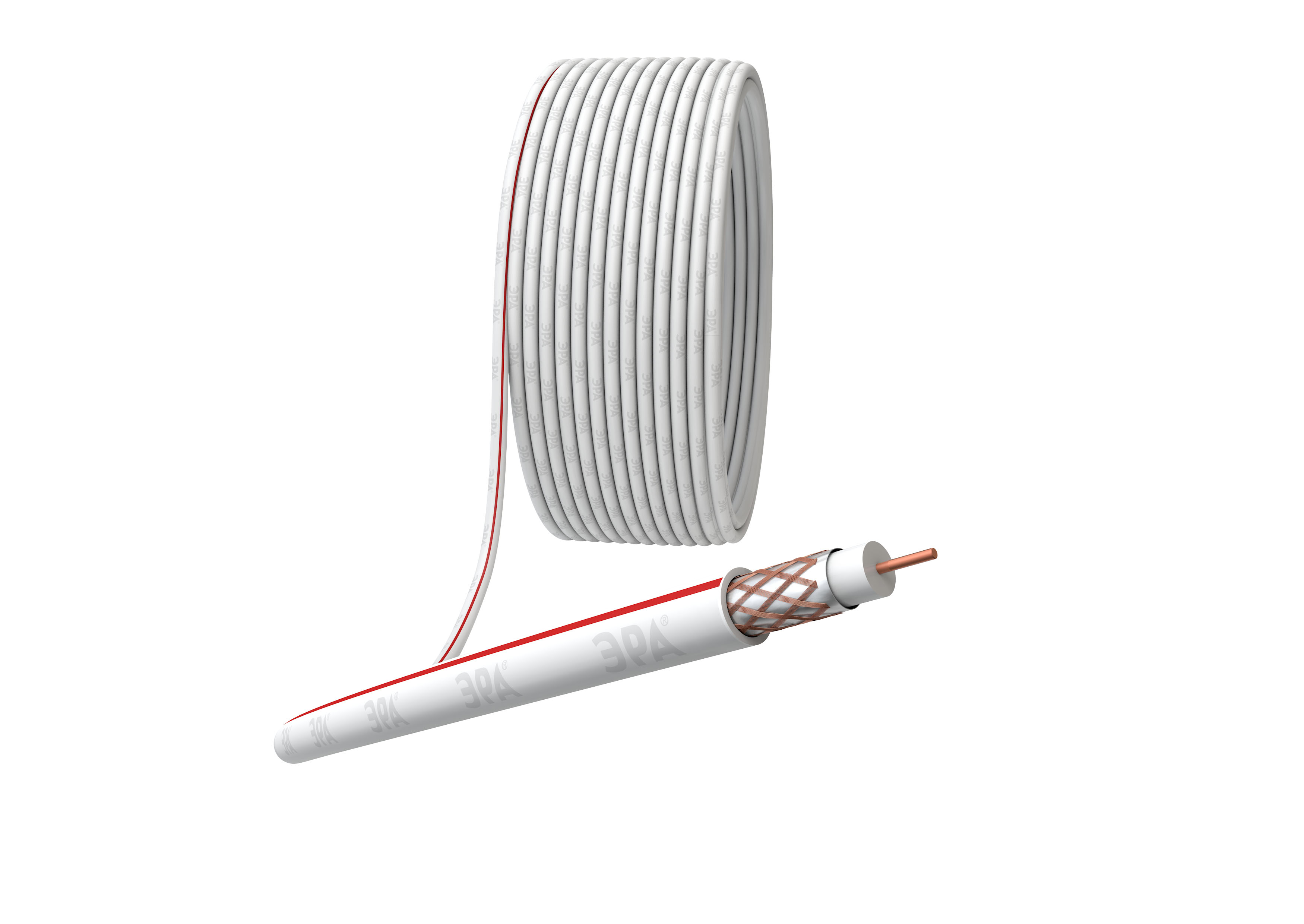 ЭРА Кабель коаксиальный SAT 50 М, 75 Ом, Cu/(оплётка Cu 75%), PVC, цвет белый, бухта 50 м (10/210) фото