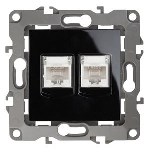 ЭРА Розетка Серия 12 12-3108-06 информационная двойная 2XRJ45 IP20 чёрный фото