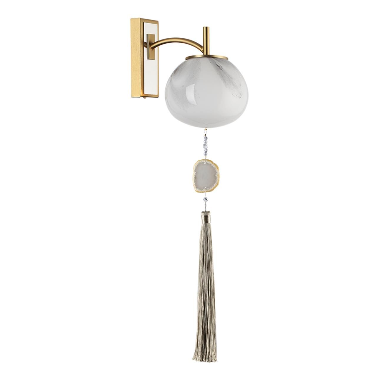 Odeon Light 5432/1W MODERN ODL_EX25 115 золотой(под латунь)/стекло/кисточка/агат Бра E14 1*40W FIOLENT фото