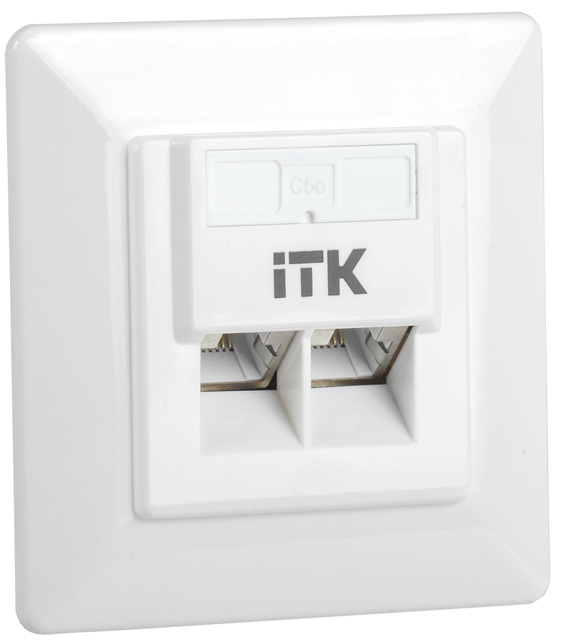 IEK ITK Внутренняя инф. розетка RJ45 кат. 5Е FTP 2 порта фото