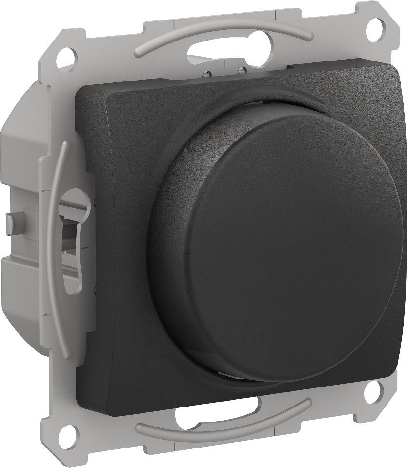 Systeme Electric Glossa Антрацит Светорегулятор (диммер) повор-нажим, LED, RC, 400Вт, мех. фото