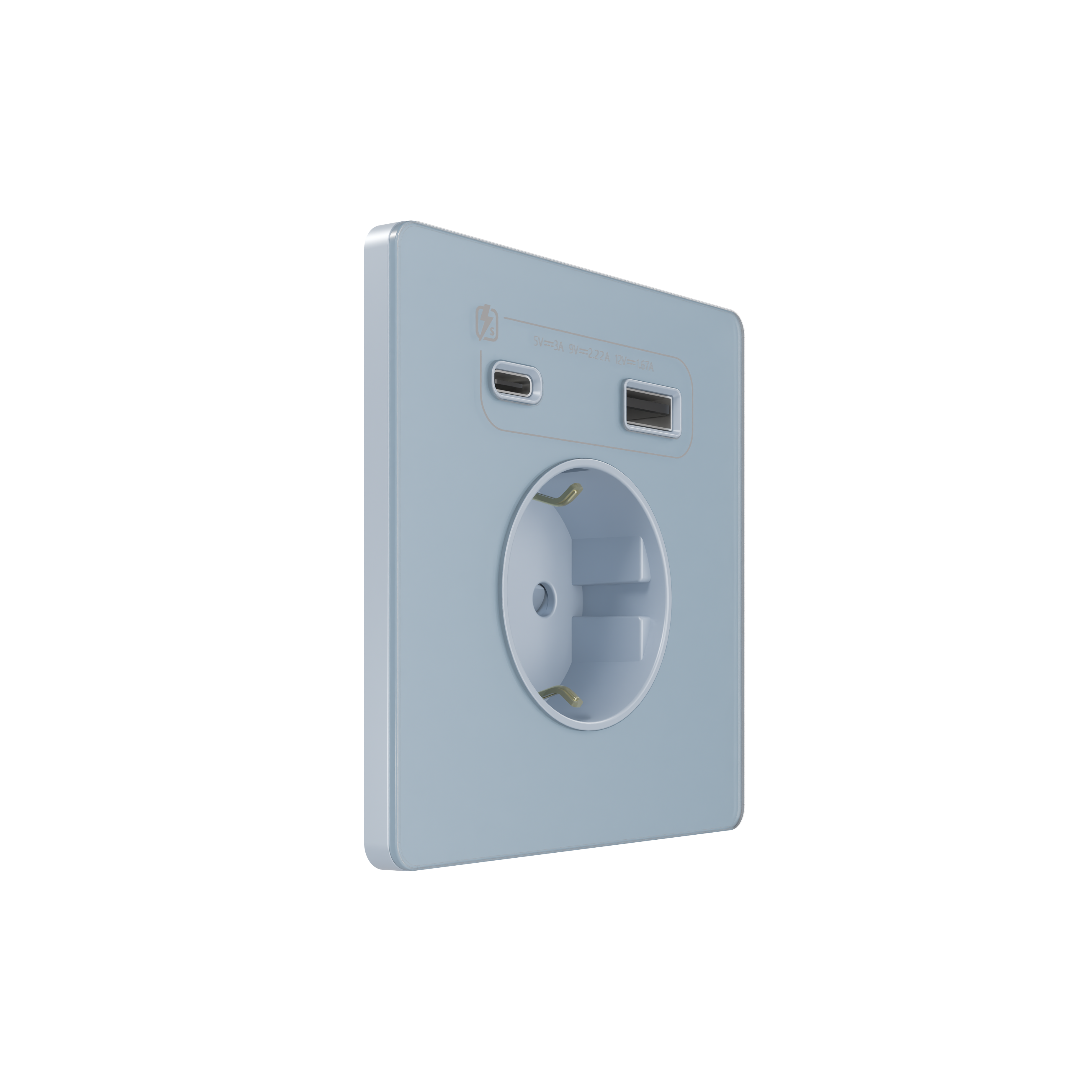 Systeme Electric Systeme Infinity Стальное небо Розетка с заземлением со шт. с USB А+С 20Вт фото
