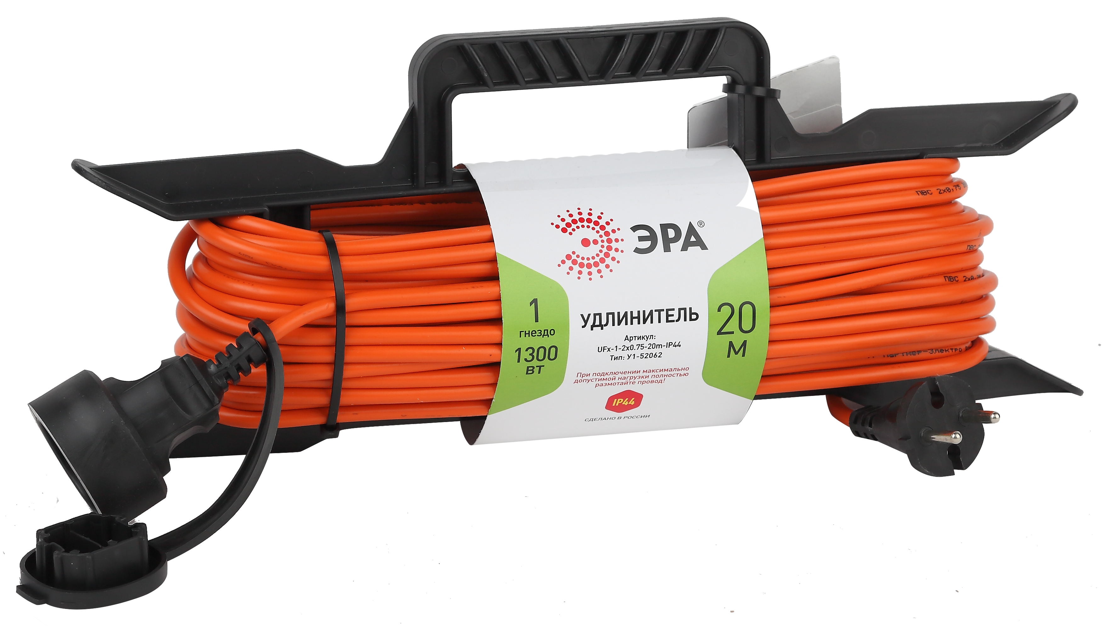 ЭРА Удлинитель силовой UFx-1-2x0.75-20m на рамке без заземления 1 розетка 20м ПВС 2x0.75мм2 фото