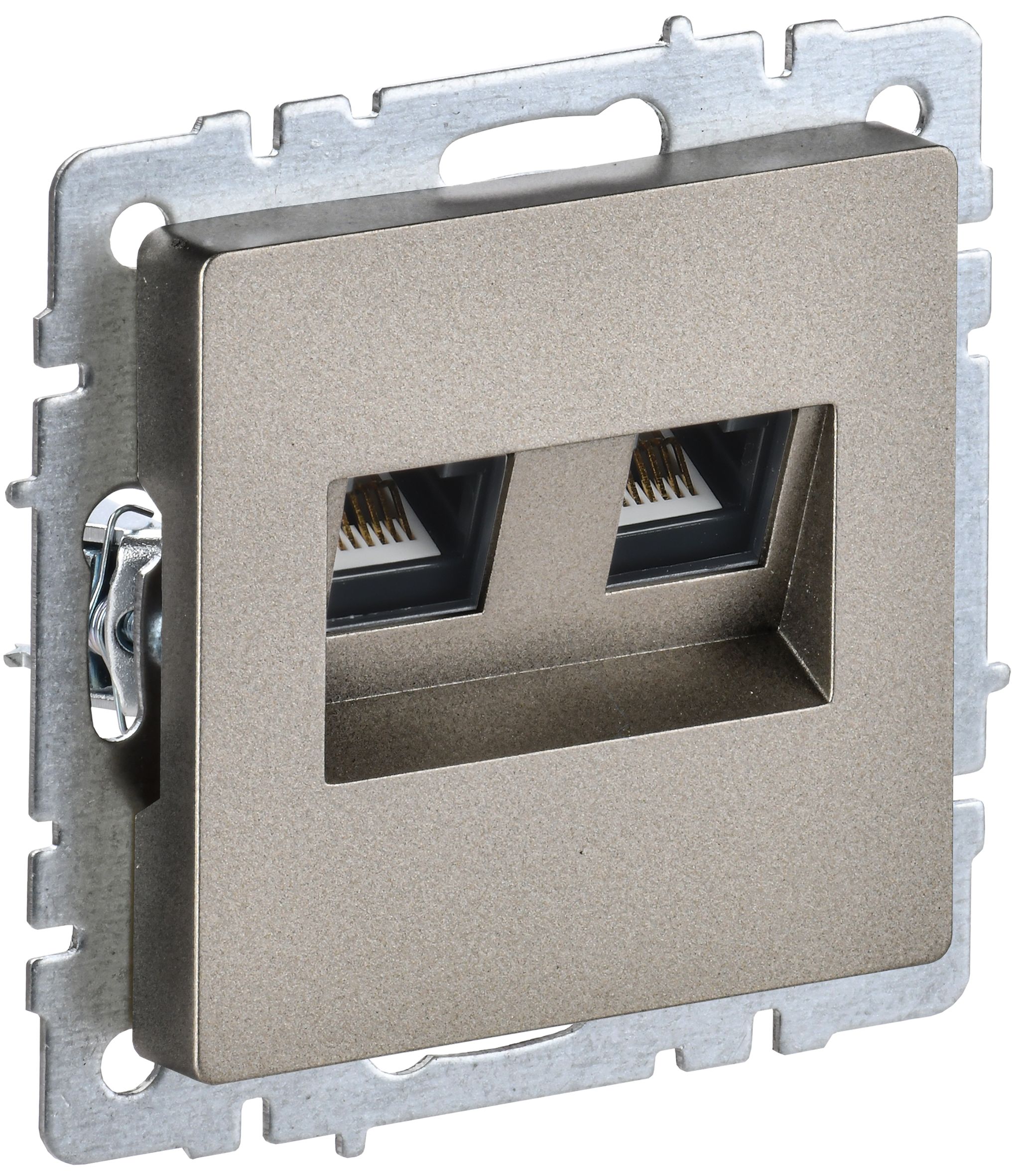 IEK BRITE BASE Шампань Розетка комп. двойная RJ45 кат.5E РК10-2-БрШ фото