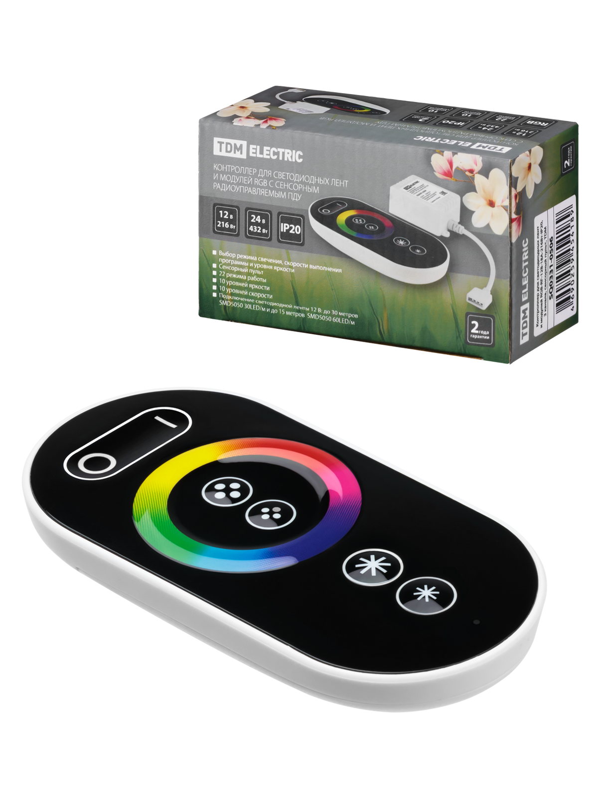TDM Контроллер для светодиодных лент и модулей RGB-RF-12В-18А-216Вт-IP20, 3 канала, сенсорный пульт фото