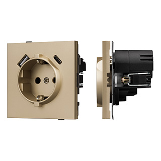 Arlight Механизм розетки с USB зарядкой SCT-TENDO-MUAC-SFPL-GD (230V, 16A) (-) фото