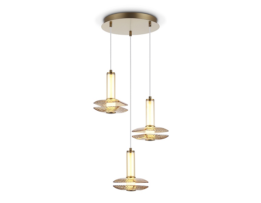 Ambrella Светильник светодиодный подвесной LH31011/3 BS/TI латунь/янтарь 35W 3000K D450*1790 фото