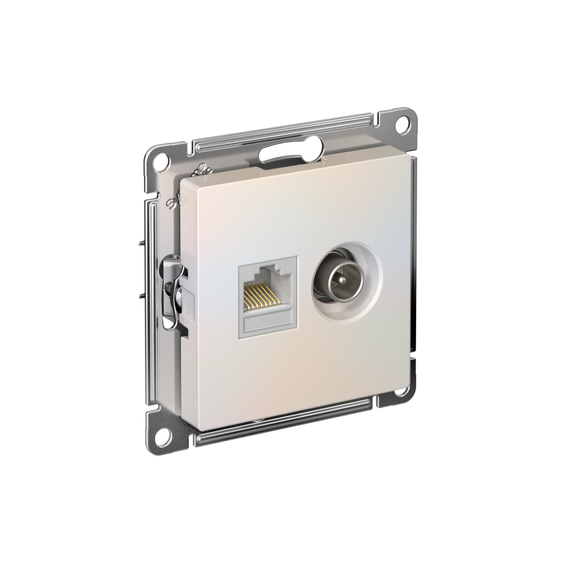 Systeme Electric AtlasDesign Жемчуг Розетка двойная комп+ТВ, RJ45+TV, кат.5E, механизм фото