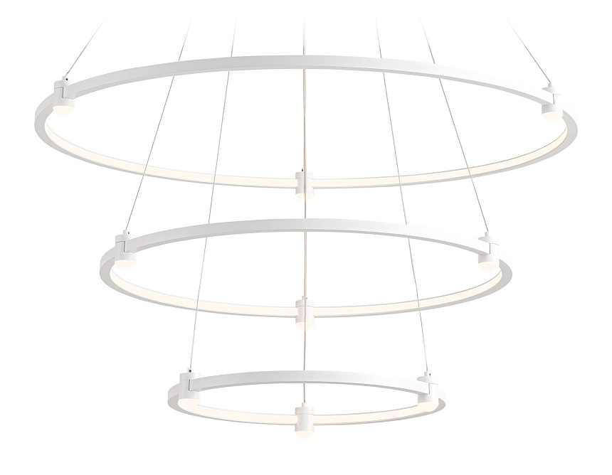 Ambrella Светильник подвесной светодиодный FL5511/3+9 WH белый 90W 3000K/4200K/6400K D800/600/400*1300 (без ПДУ) фото