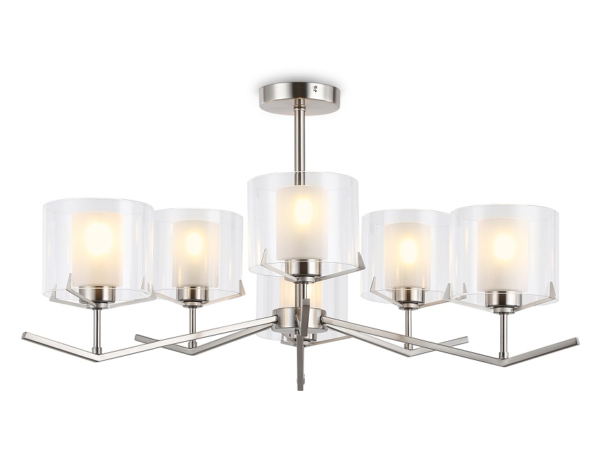 Ambrella Светильник подвесной LH57002/6 SN/FR никель/белый матовый E14/6 max 40W D850*420 фото