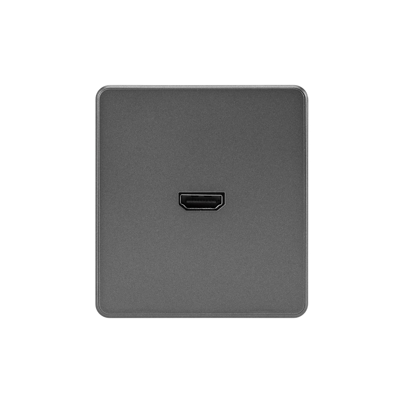 KRANZ ROUND Розетка HDMI с/у титан , с 1-пост. рамкой фото