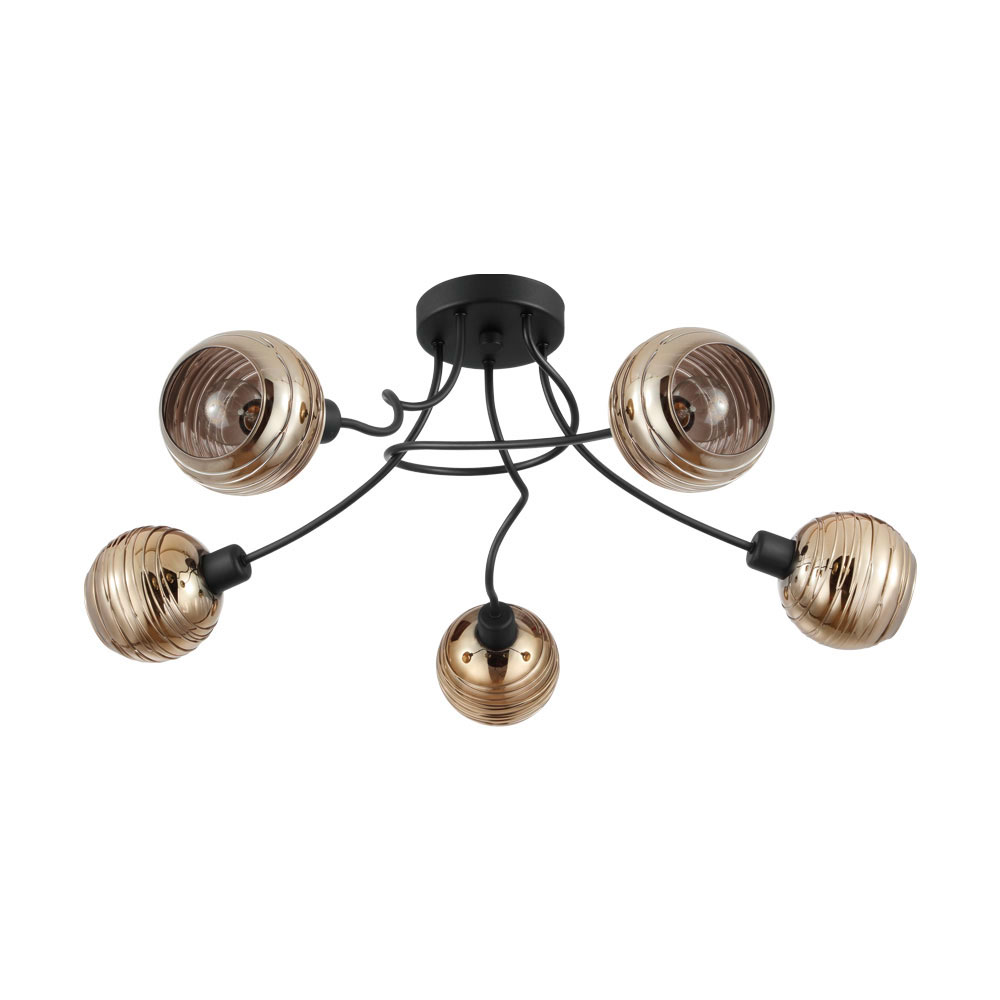 Eglo CREPPO Люстра , 5X40W(E27), Ø695, H245, сталь, черный/стекло с напылением, золотистый фото