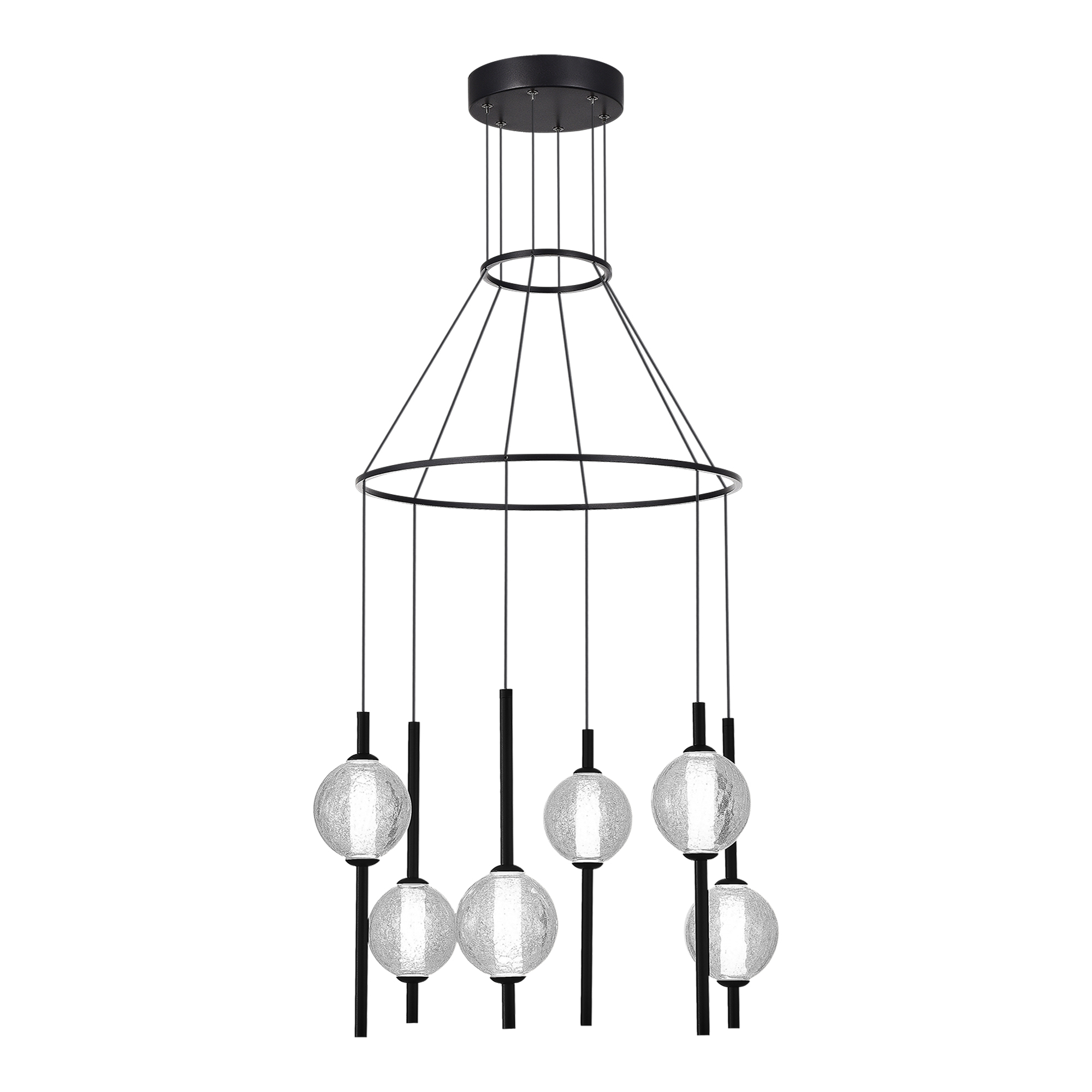 ST LUCE SL6120.403.06 Светильник подвесной Черный/Прозрачное кракелированное стекло LED 6*8,5W 3000K фото