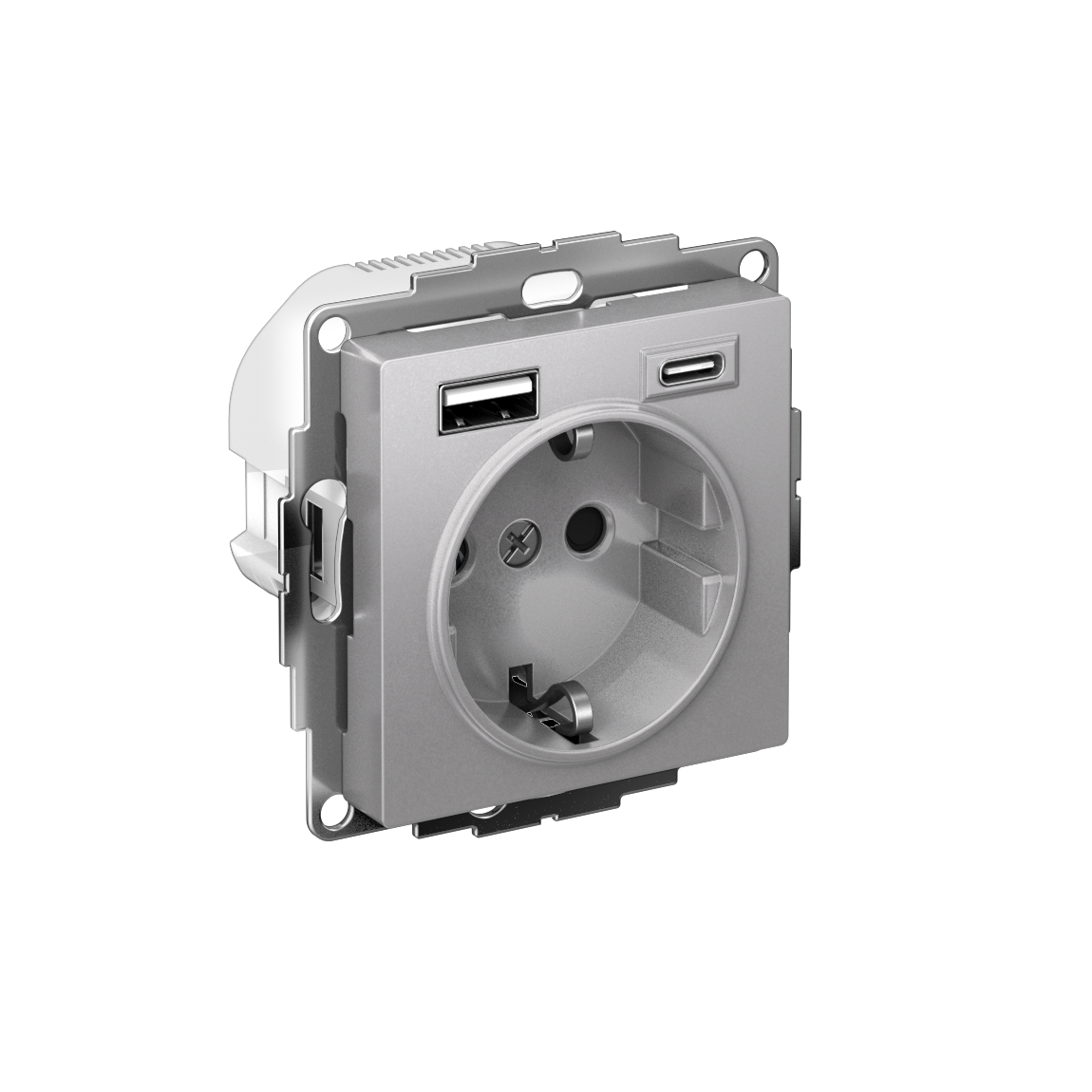 Systeme Electric AtlasDesign Алюминий Розетка 16А с USB A+C (5В/2,4А/3 А, 2х5В/1,5А), мех фото