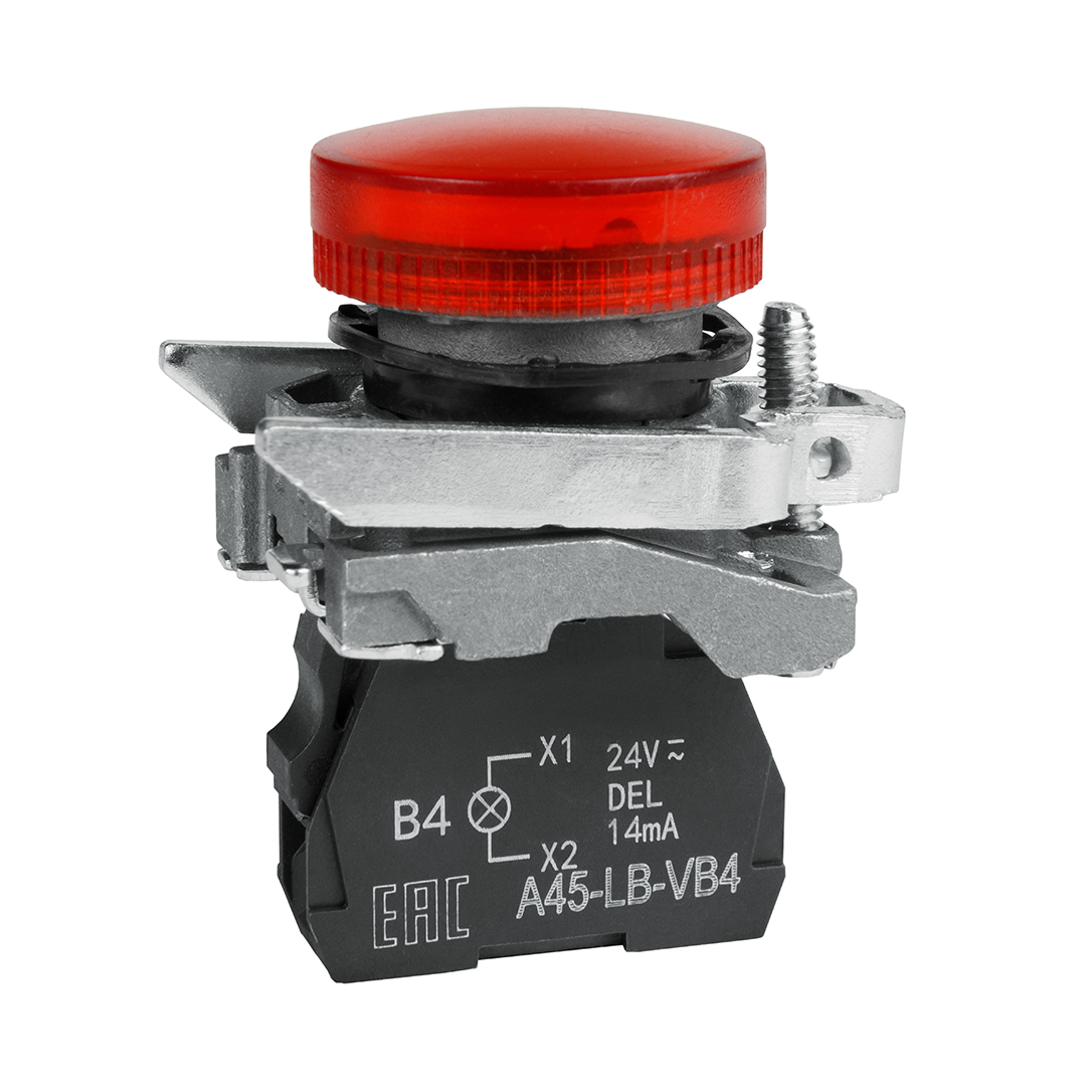 КЭАЗ Сигнальная лампа OptiSignal D22 C4-L-B4 красная металл 24VAC/DC XB4BVB4. фото